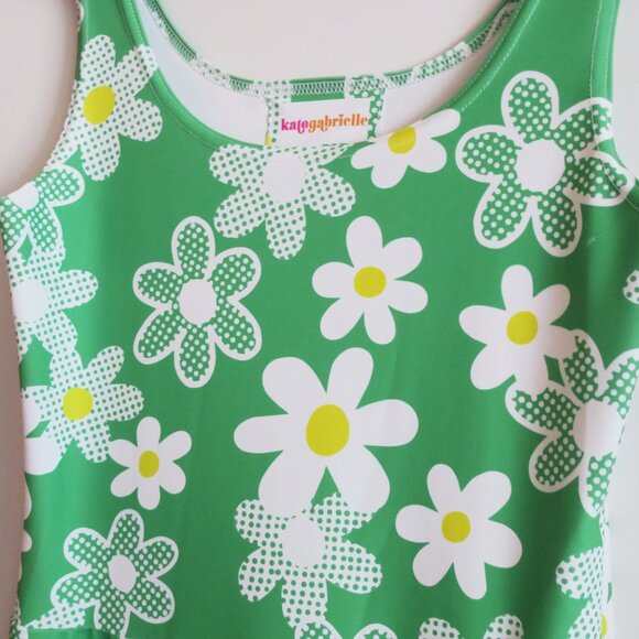 Kate Gabrielle retro floral green and white daisy sample dress size Small - Picture 2 of 3